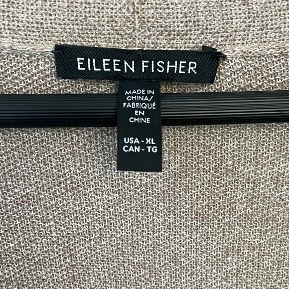 Eileen Fisher Organic Linen Cotton Long Open Cardigan Cocoa Cream XL - Picture 3 of 10